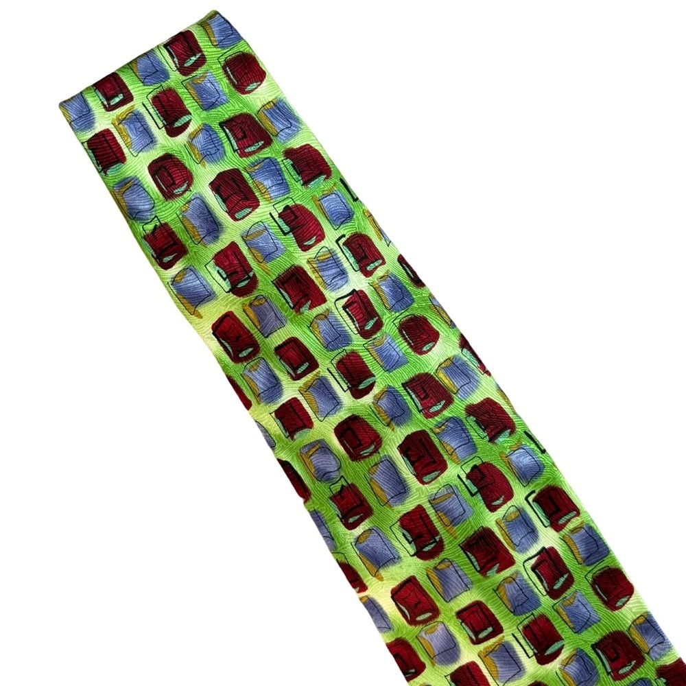 J. Garcia Silk Multicolor Geometric Tie - Picture 3 of 5